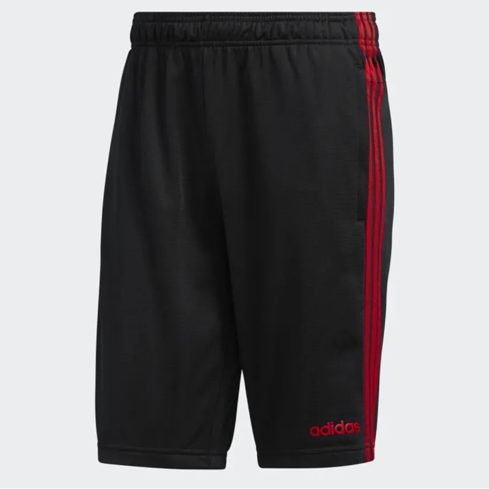 Adidas Men's Essentials 3-Stripes Zip Pocket Shorts Black/Red GD5064 Size 4XL